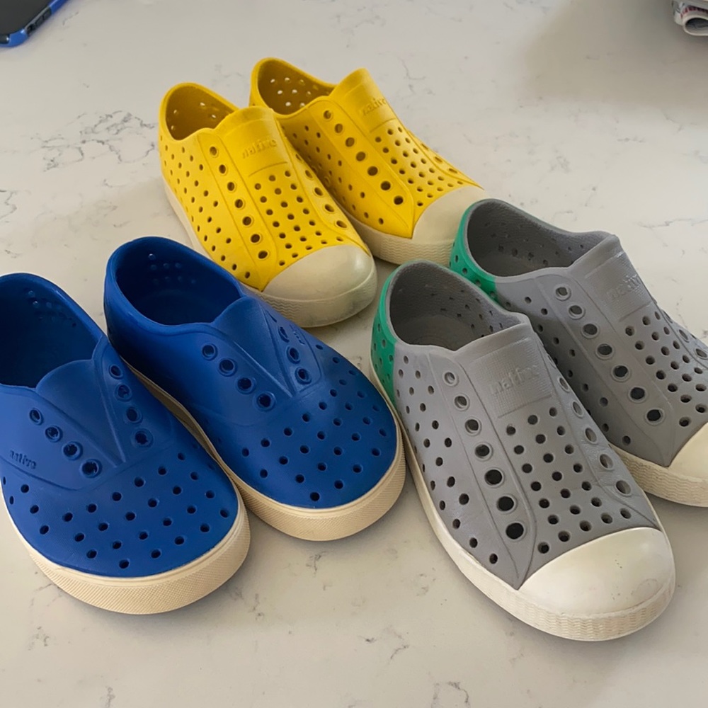 3 pair of Native kids shoes